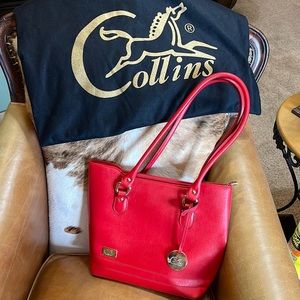 Collins of Texas red leather Eva bag
